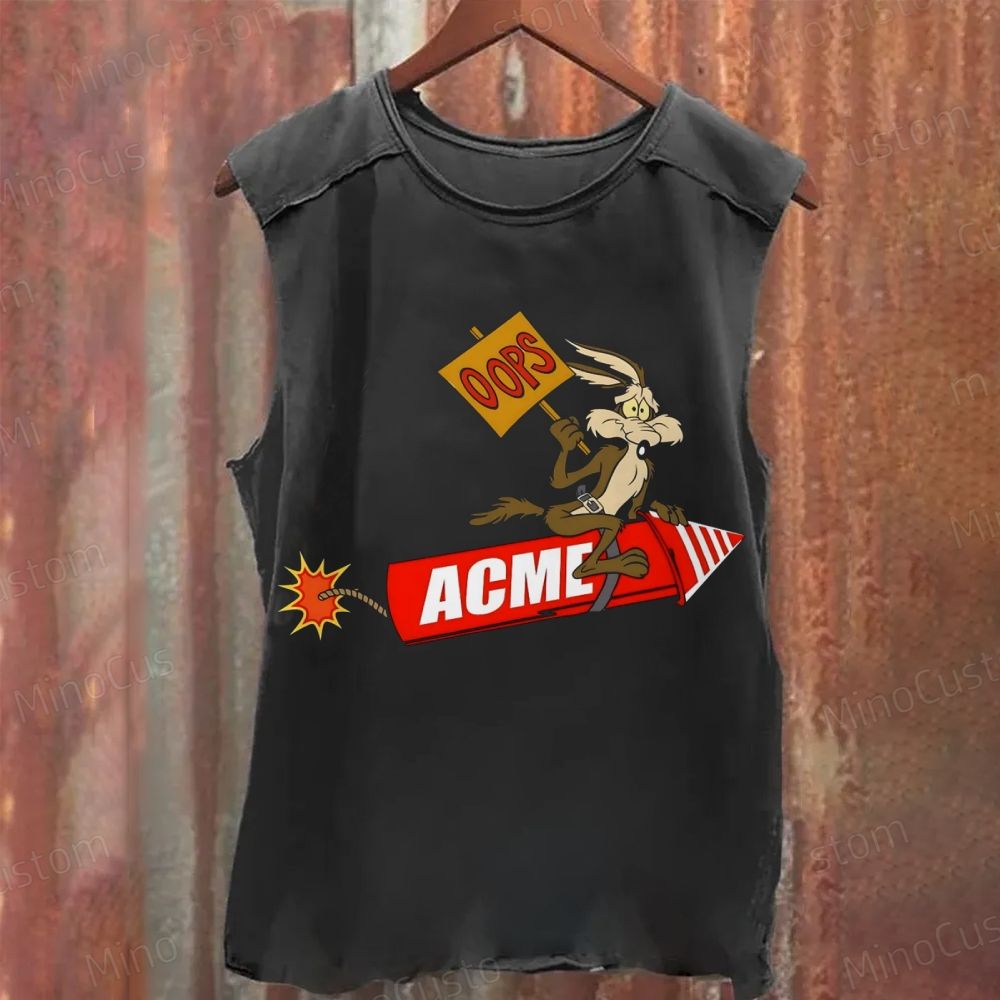 Looney Tunes Wile E. Coyote ACME Rocket Washed Tank Top
