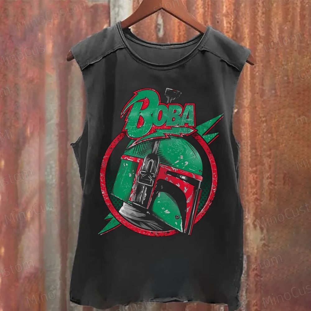 Star Wars Boba Fett Helmet Washed Tank Top