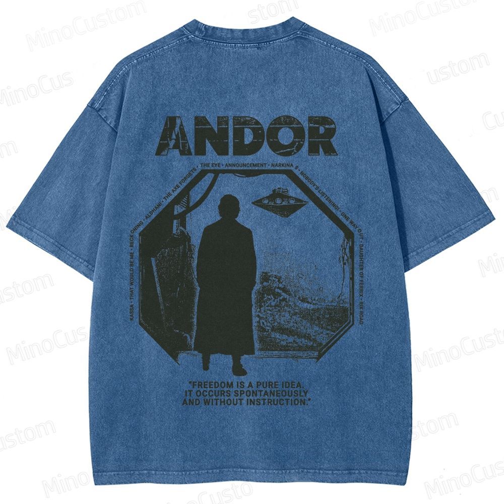 Star Wars Andor Double - Sided Graphic Washed T - Shirt