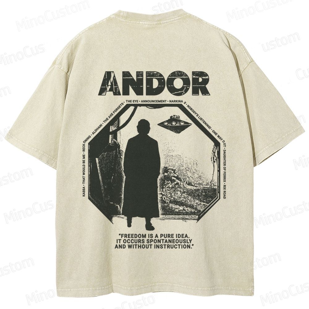 Star Wars Andor Double - Sided Graphic Washed T - Shirt