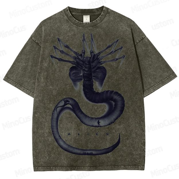 Alien Movie Xenomorph Graphic Washed T - Shirt