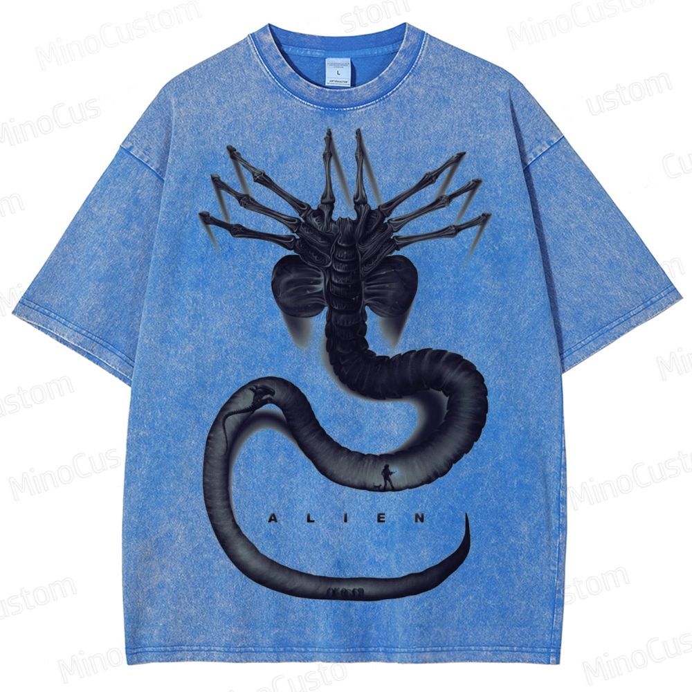 Alien Movie Xenomorph Graphic Washed T - Shirt