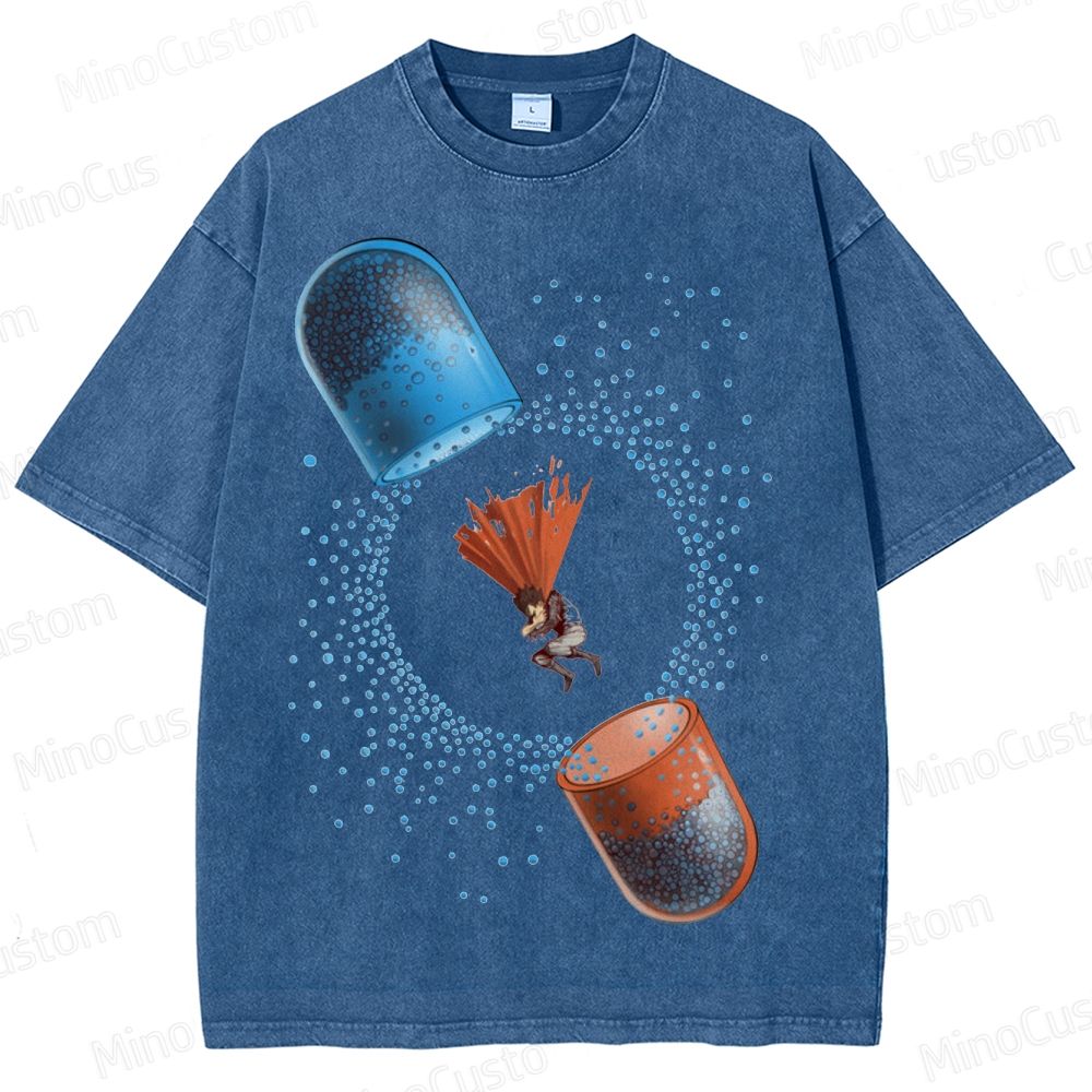 Akira - Inspired Sci - Fi Pill Graphic Washed T - Shirt