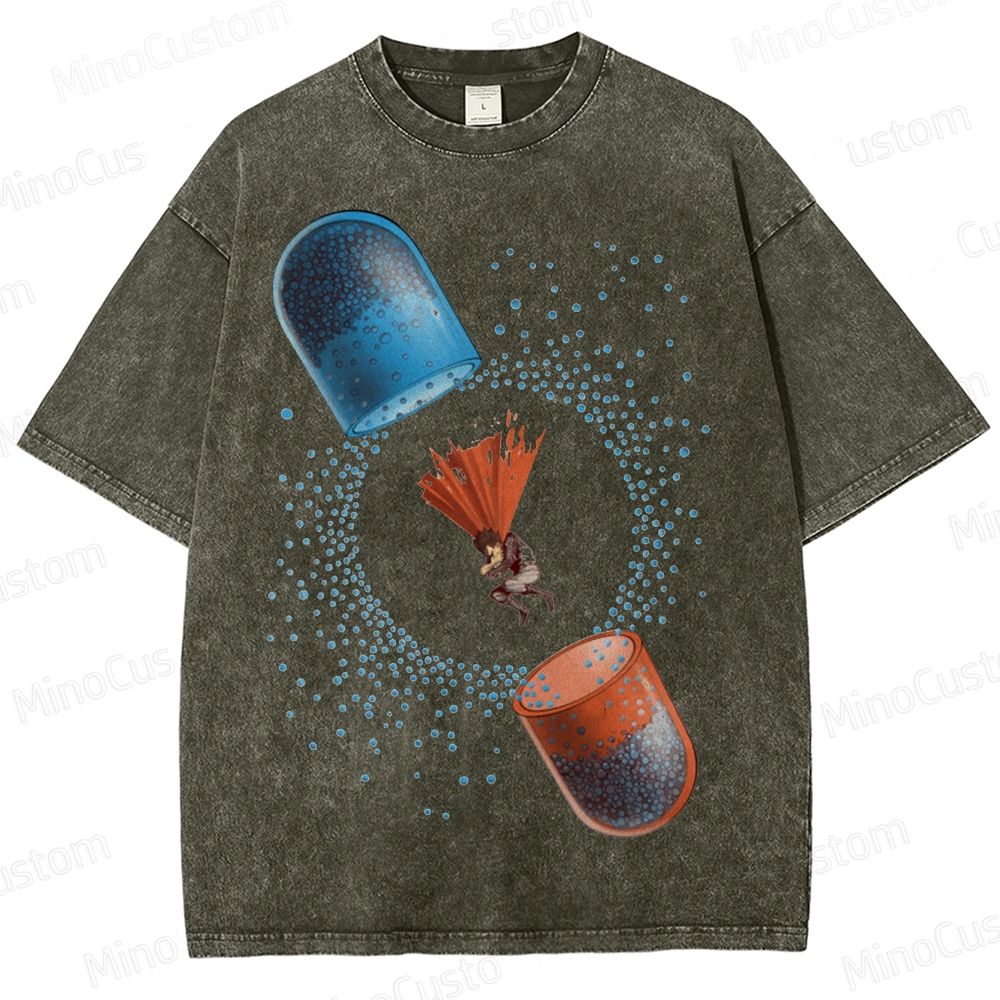 Akira - Inspired Sci - Fi Pill Graphic Washed T - Shirt