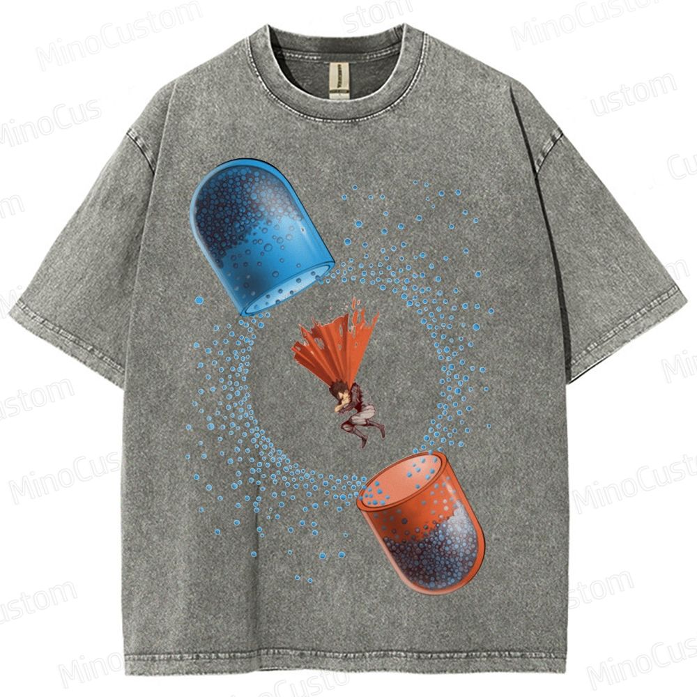Akira - Inspired Sci - Fi Pill Graphic Washed T - Shirt