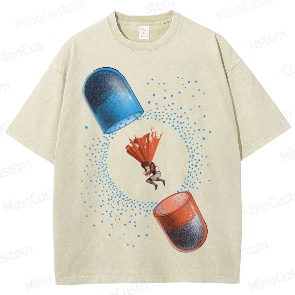 Akira - Inspired Sci - Fi Pill Graphic Washed T - Shirt