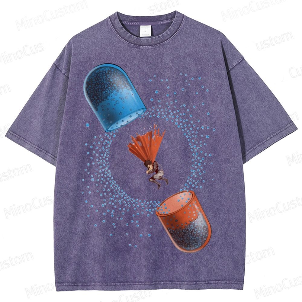 Akira - Inspired Sci - Fi Pill Graphic Washed T - Shirt