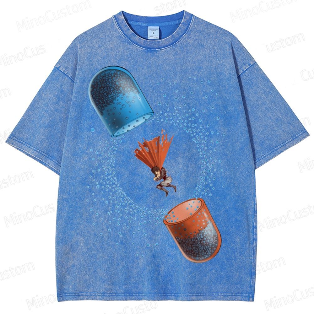 Akira - Inspired Sci - Fi Pill Graphic Washed T - Shirt