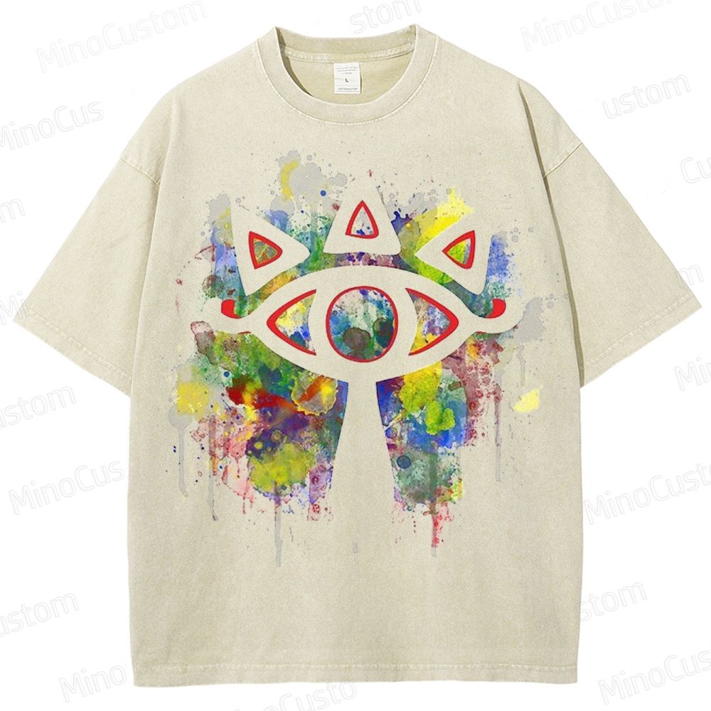Zelda Sheikah Eye Watercolor Washed T - Shirt