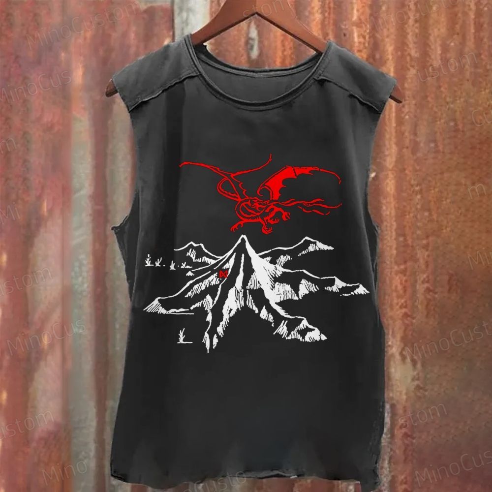 Lord of the Rings Vintage Washed Dragon & Mountain Tank Top