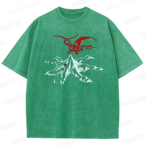 Lord of the Rings Inspired Dragon & Mountain Vintage Washed T - Shirt