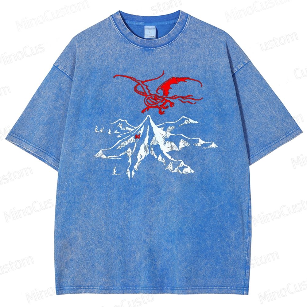 Lord of the Rings Inspired Dragon & Mountain Vintage Washed T - Shirt