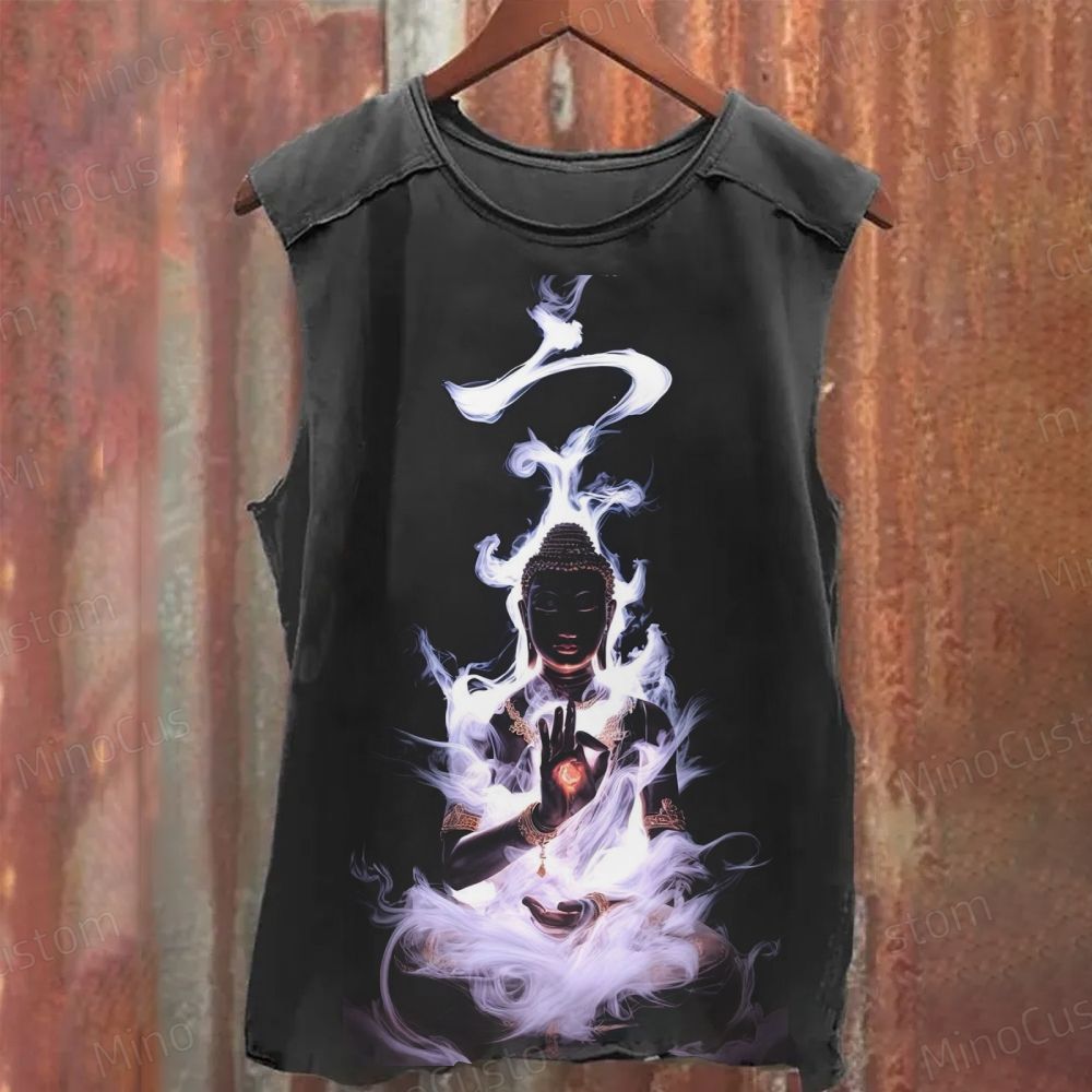 Buddha Smoke Art Sleeveless Tank Top