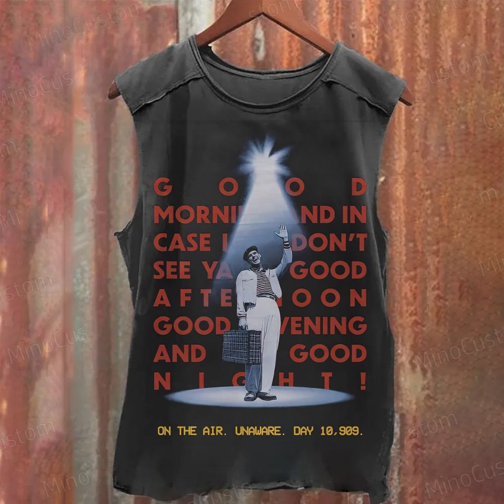 The Truman Show Good Morning Quote Washed Tank Top