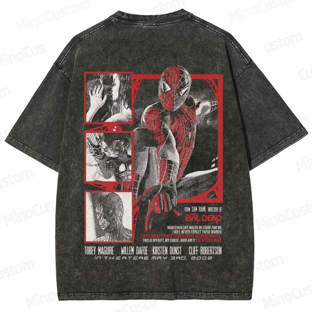 Vintage Spider - Man 2002 Movie Washed T - Shirt
