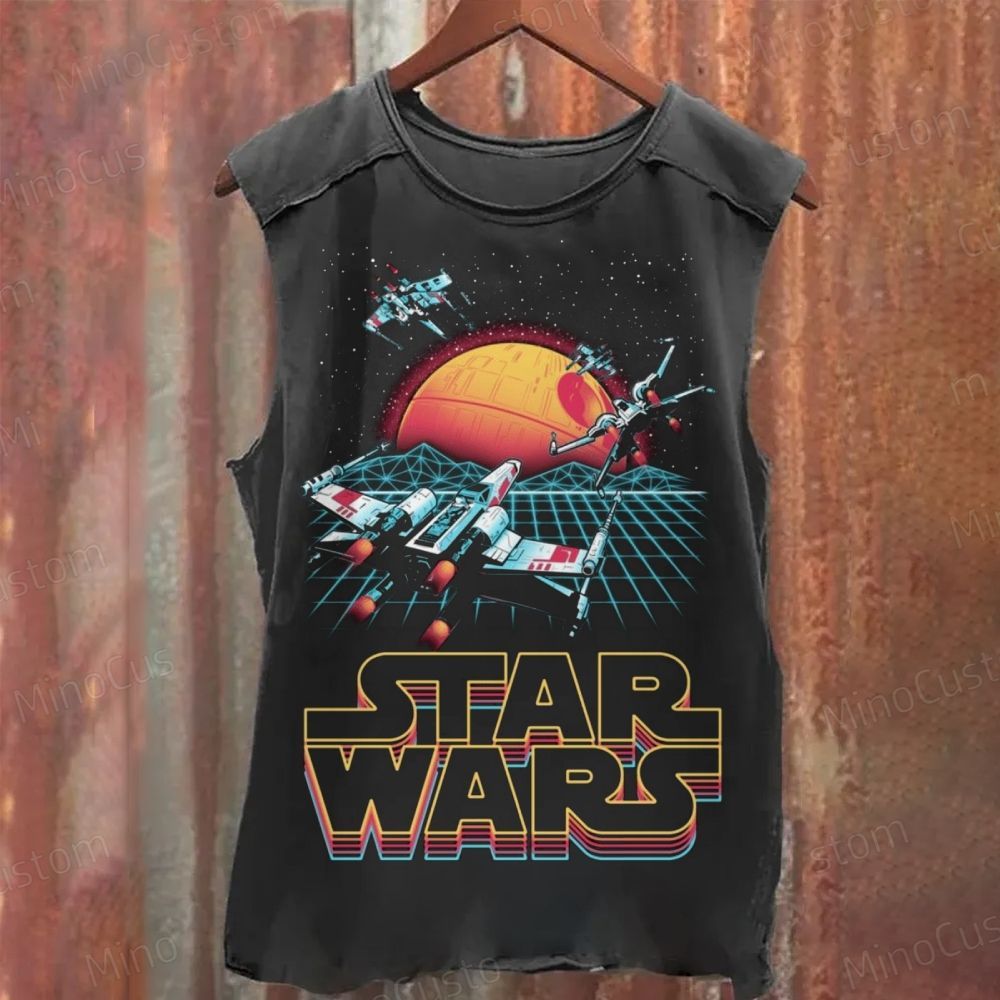Retro Star Wars Spaceship Battle Washed Tank Top