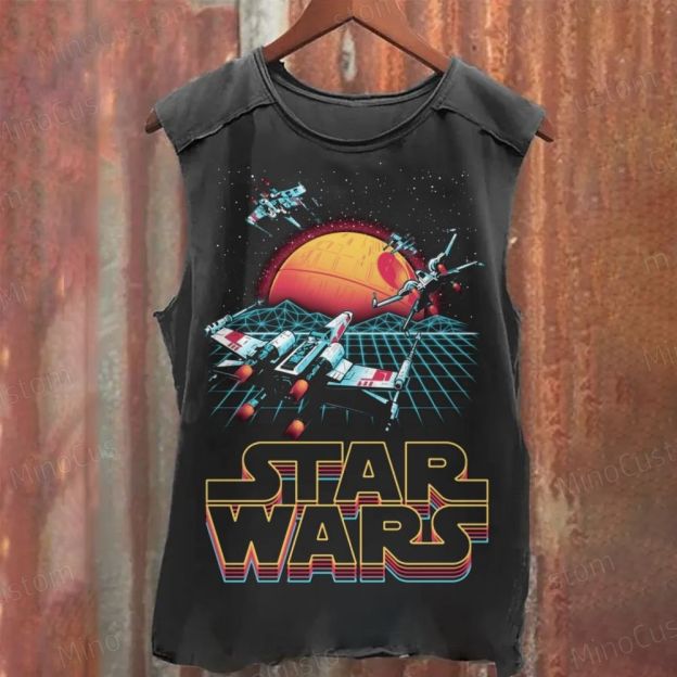 Retro Star Wars Spaceship Battle Washed Tank Top