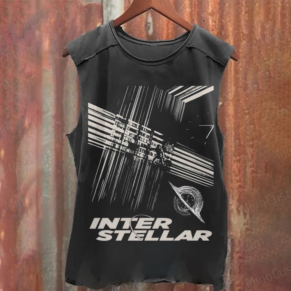 Interstellar Movie Graphic Washed Tank Top