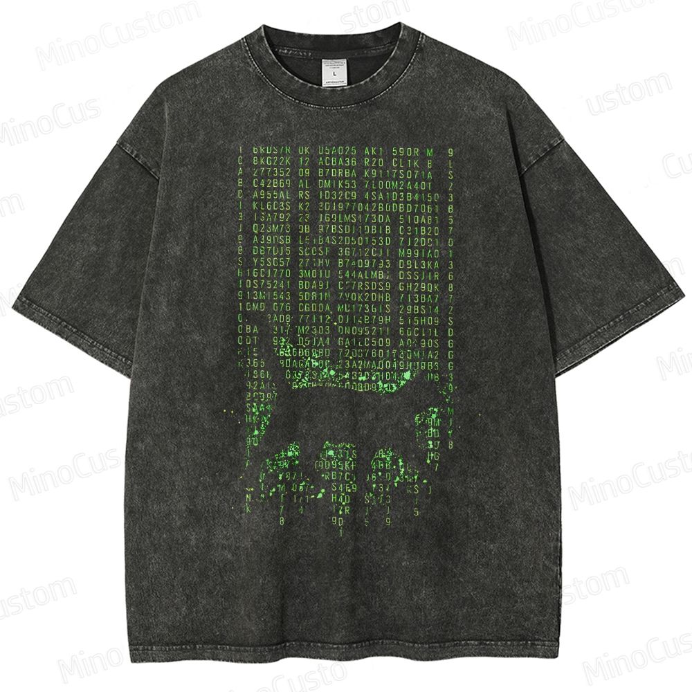 Matrix Glitch Cat Washed T-Shirt