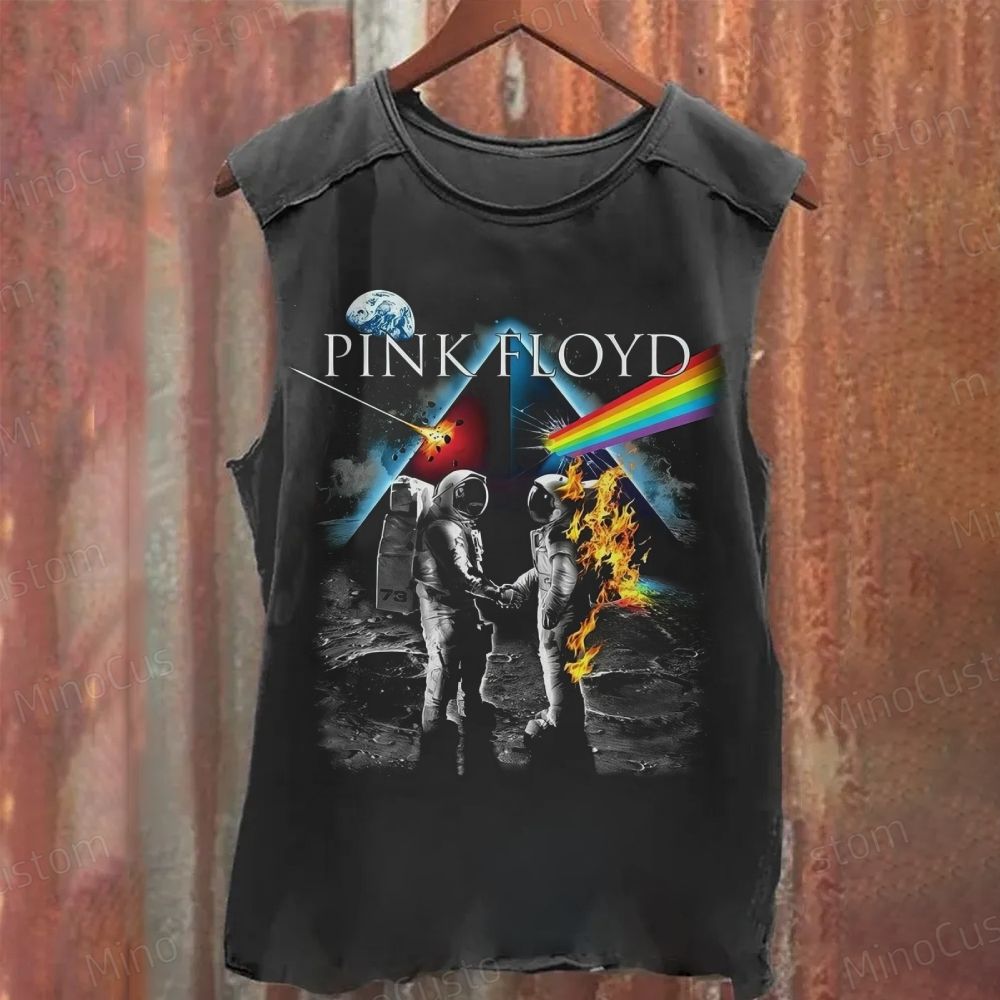 Pink Floyd Dark Side of the Moon Astronaut Graphic Washed Tank Top