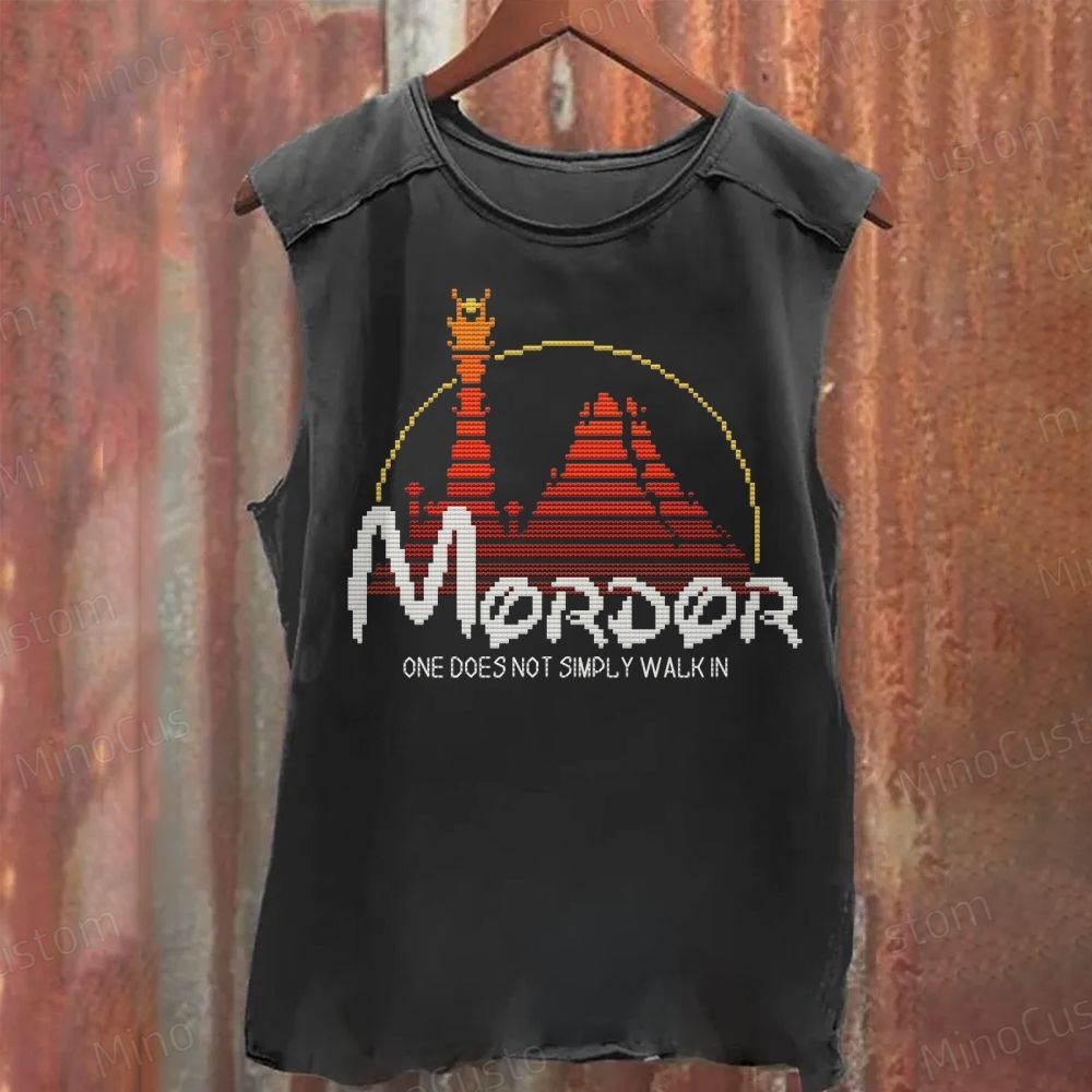 The Lord of the Rings Mordor "One Does Not Simply Walk In" Washed Graphic Tank Top