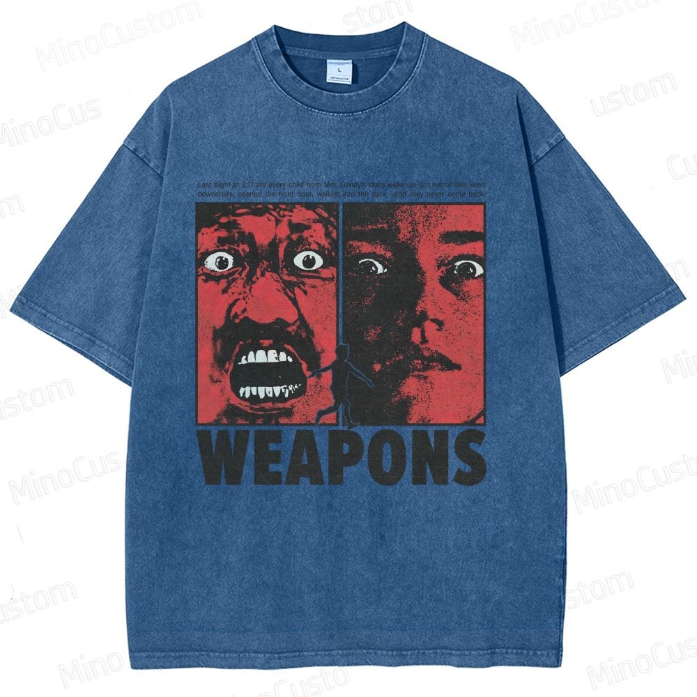 Vintage Horror Graphic "WEAPONS"  Washed T-Shirt