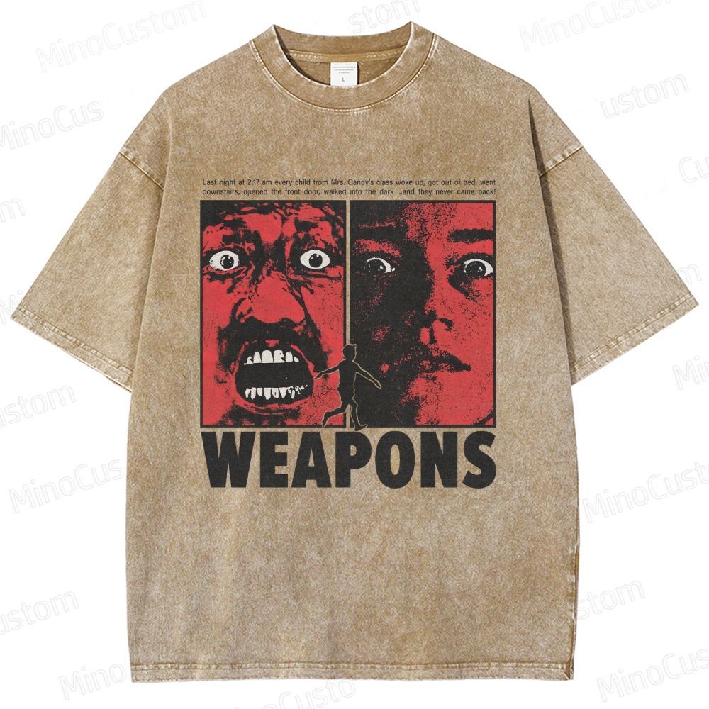 Vintage Horror Graphic "WEAPONS"  Washed T-Shirt