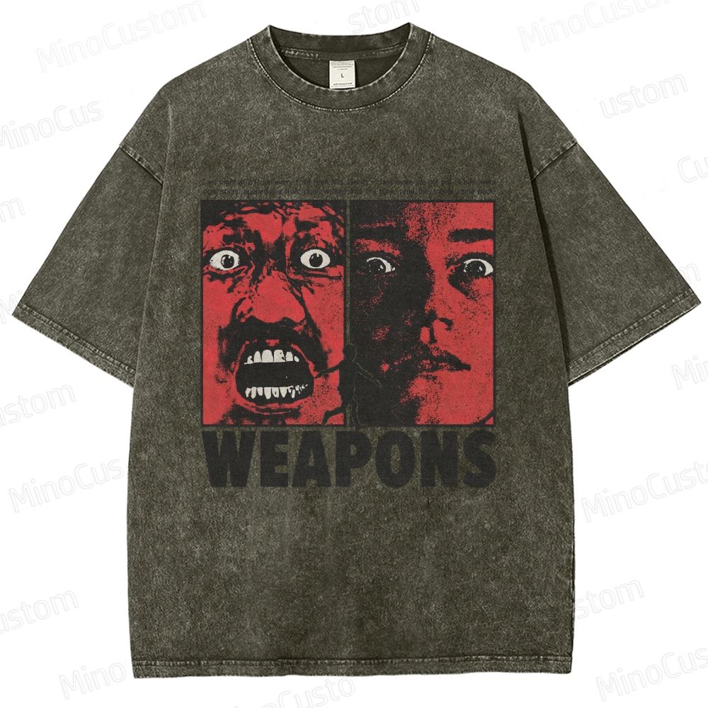 Vintage Horror Graphic "WEAPONS"  Washed T-Shirt
