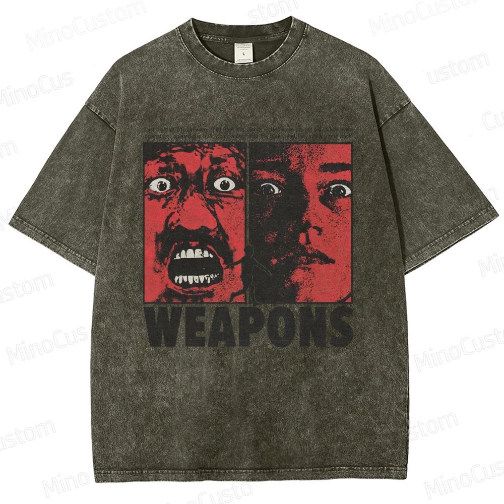 Vintage Horror Graphic "WEAPONS"  Washed T-Shirt