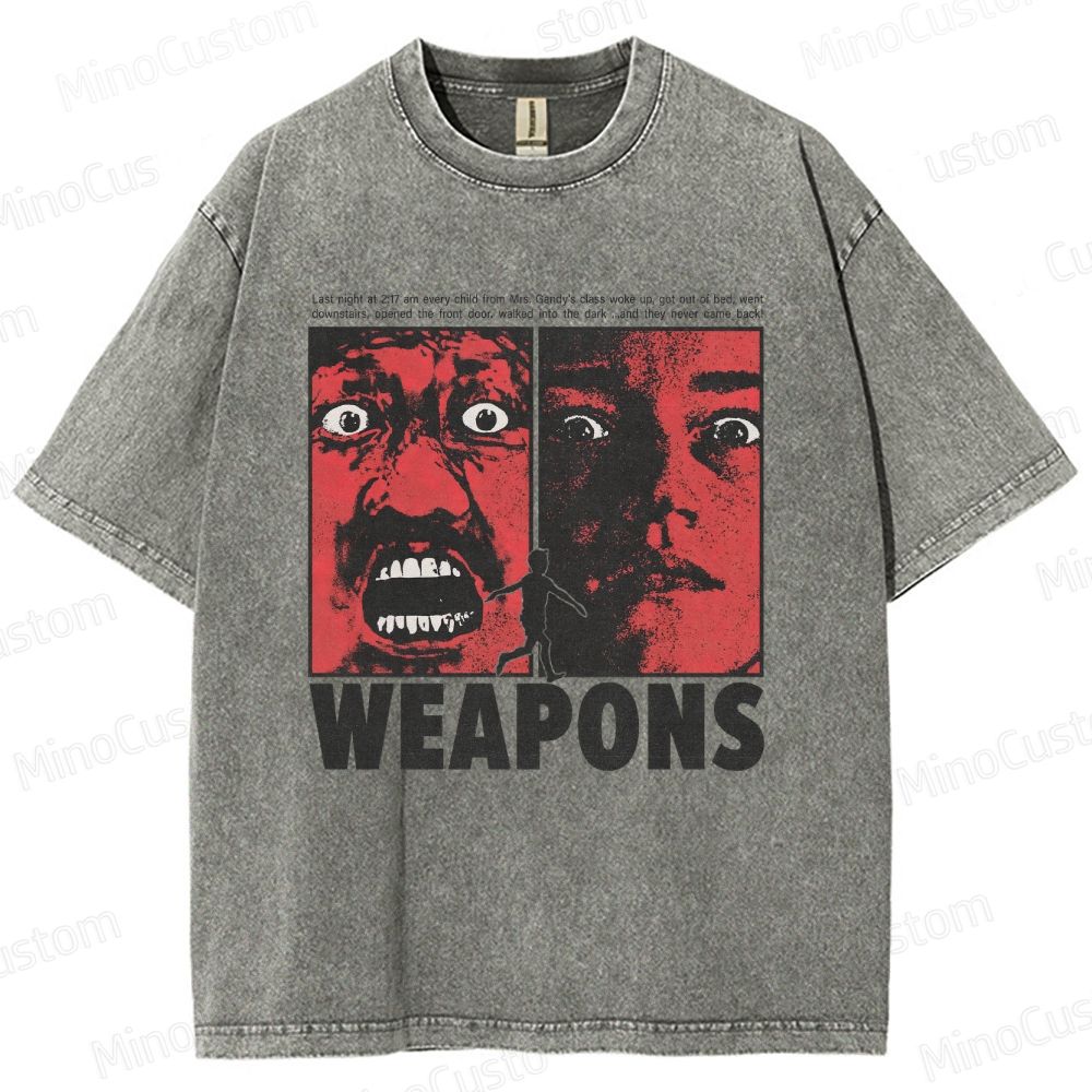 Vintage Horror Graphic "WEAPONS"  Washed T-Shirt