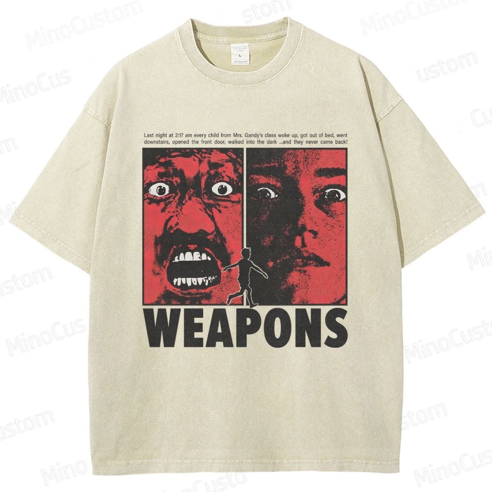 Vintage Horror Graphic "WEAPONS"  Washed T-Shirt