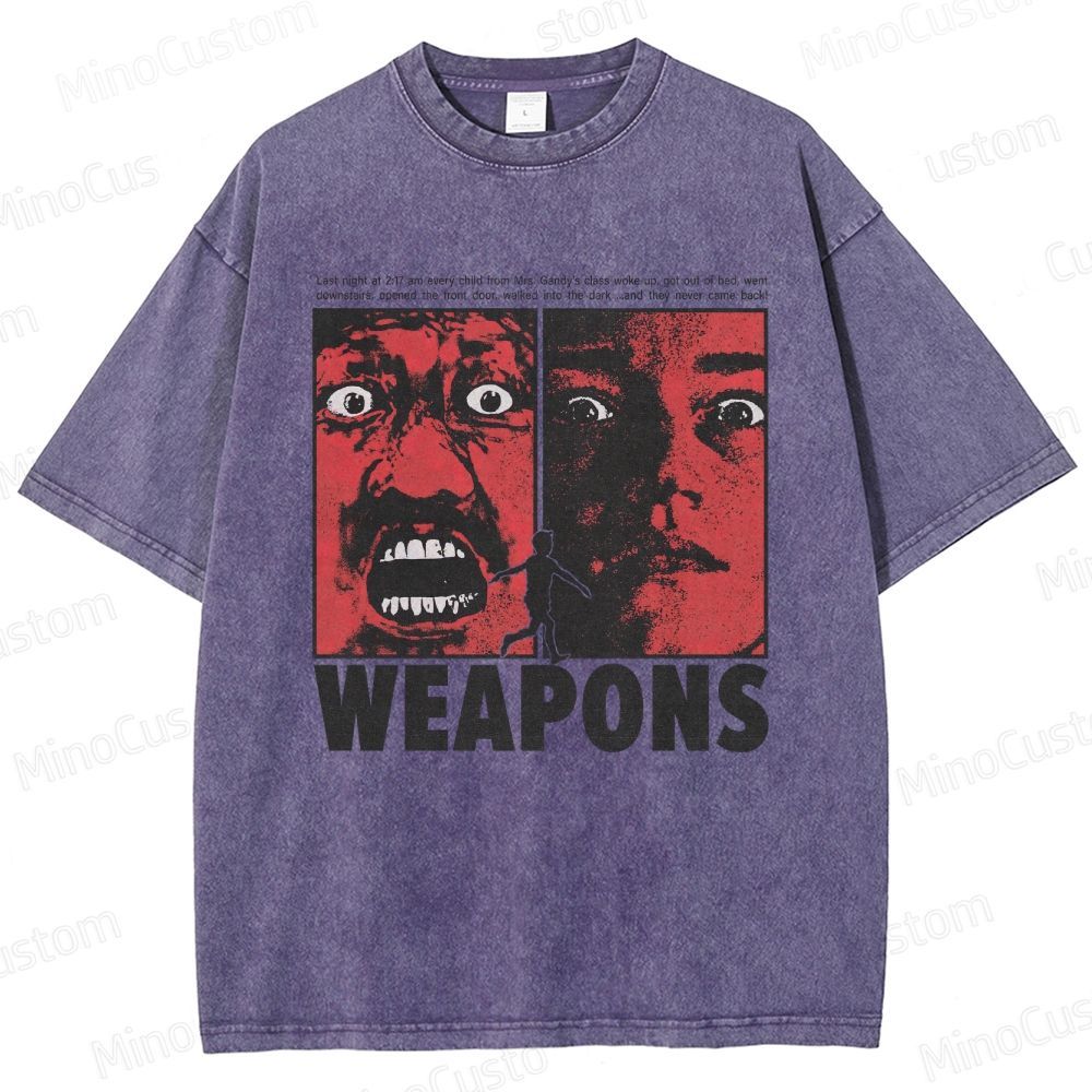 Vintage Horror Graphic "WEAPONS"  Washed T-Shirt
