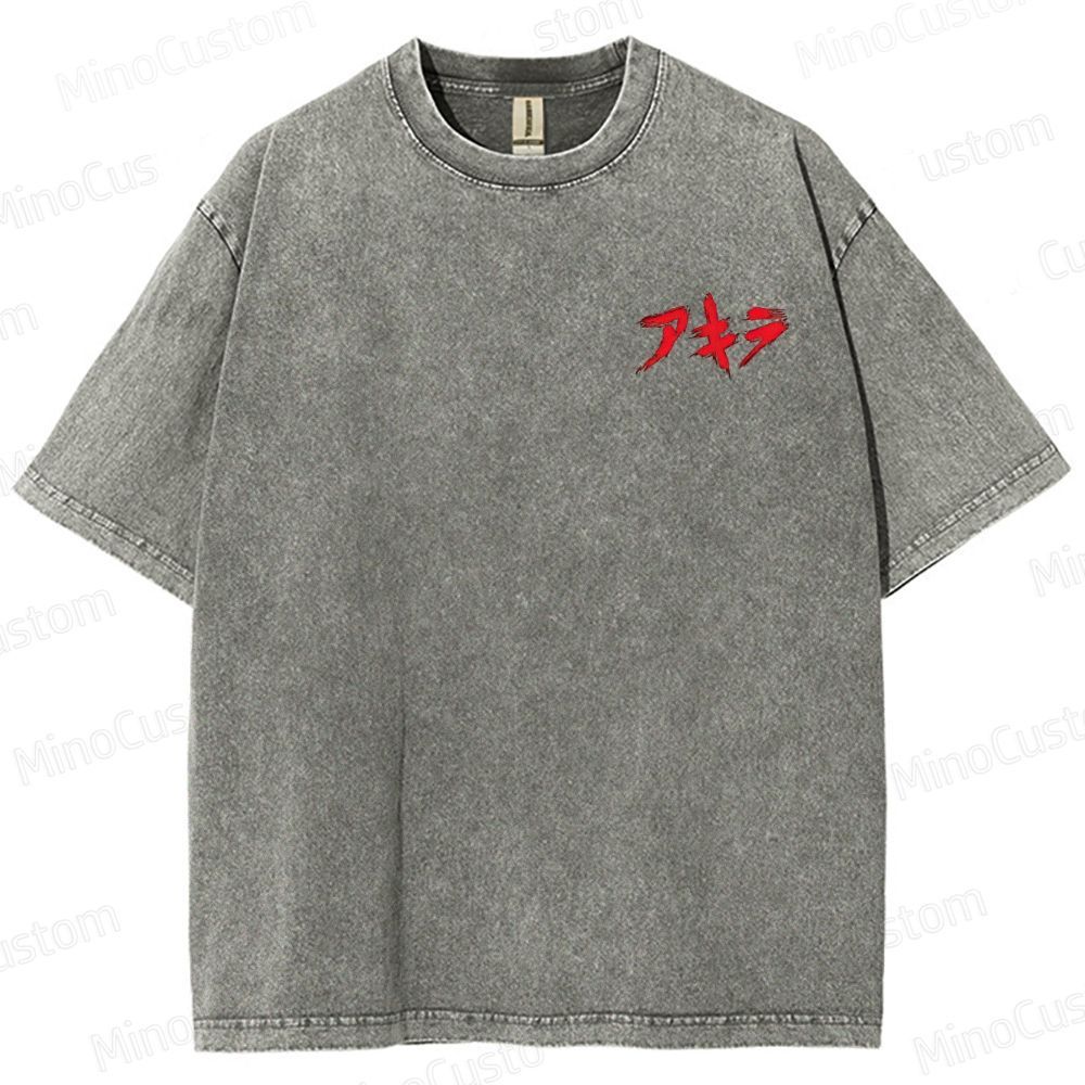 Vintage "Akira" Anime Motorcycle & Character Diagram Washed T-Shirt