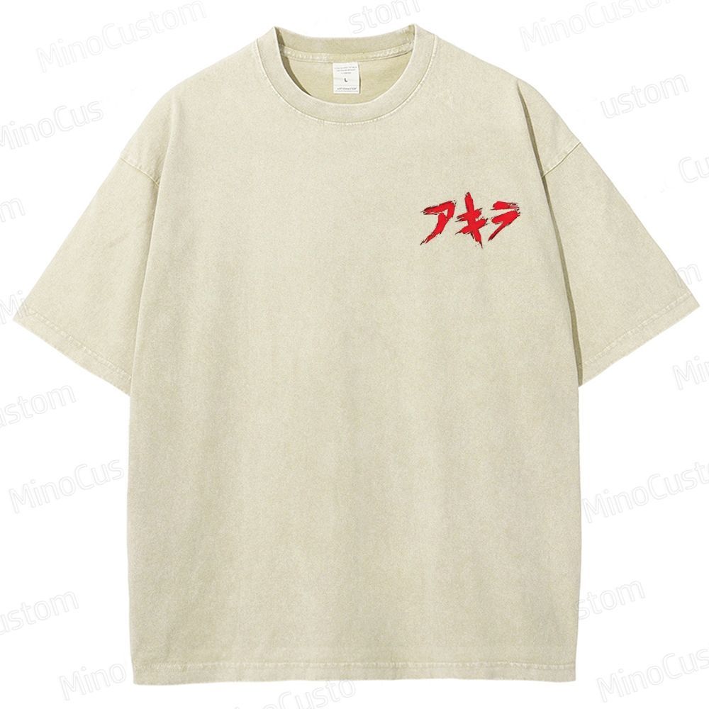 Vintage "Akira" Anime Motorcycle & Character Diagram Washed T-Shirt