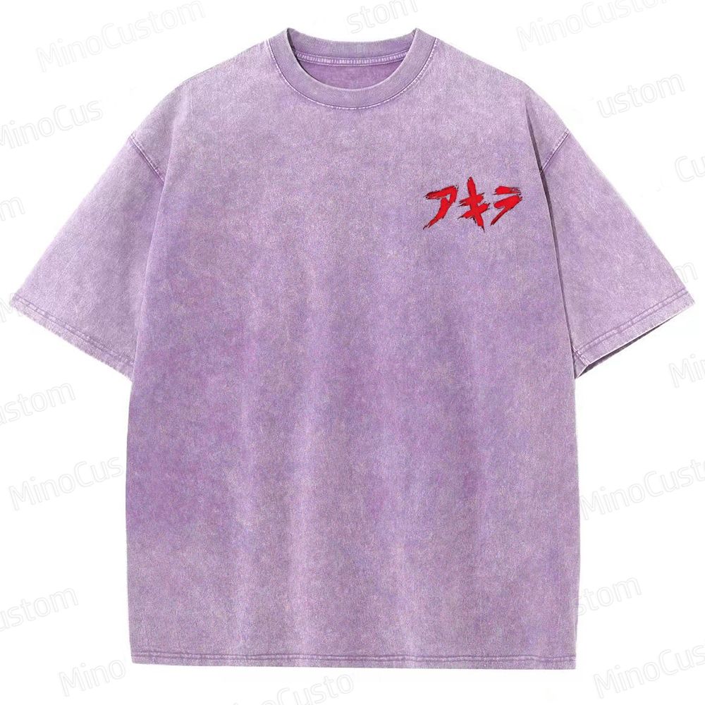 Vintage "Akira" Anime Motorcycle & Character Diagram Washed T-Shirt