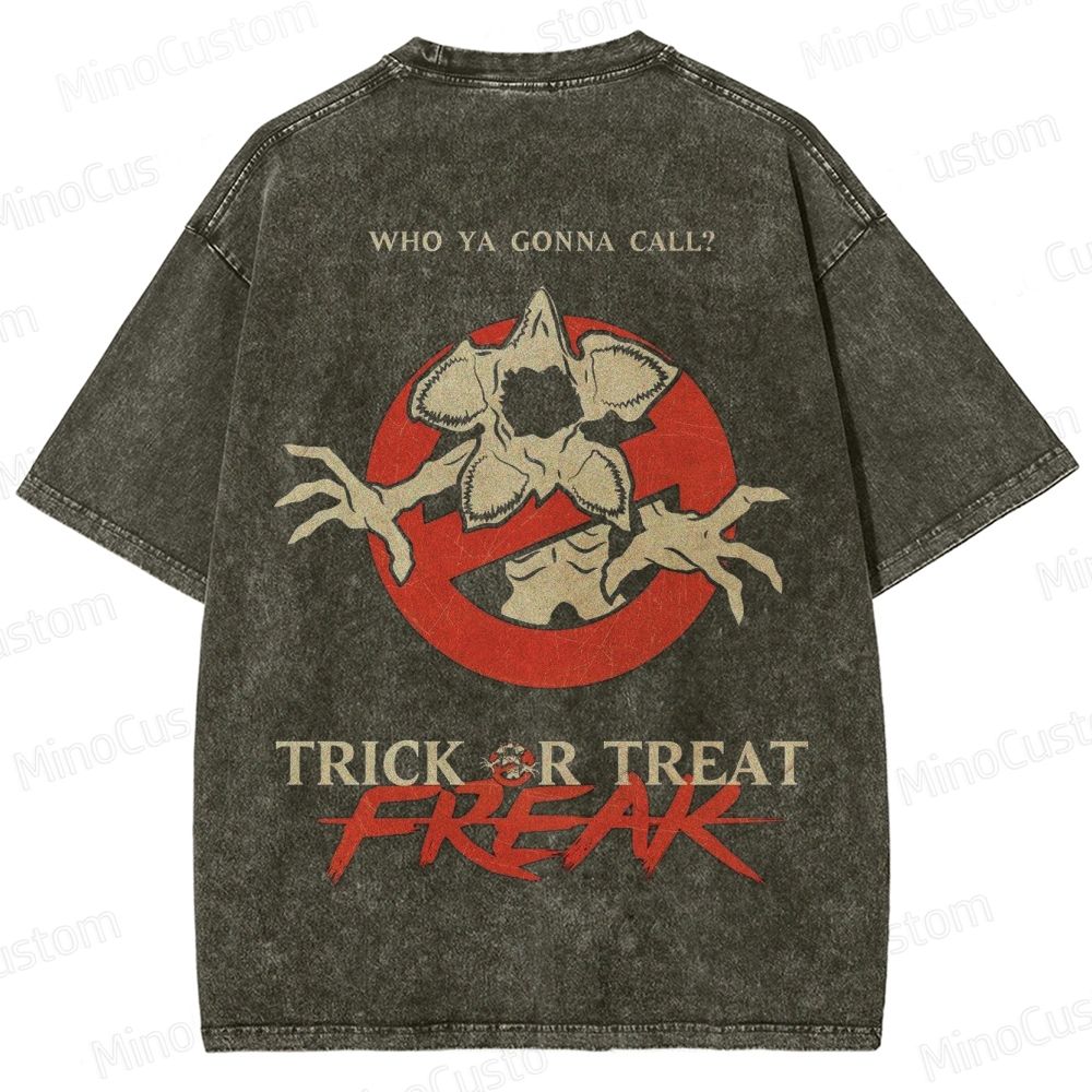 Vintage "Trick or Treat Freak" Ghostbusters - Style Graphic Washed T - Shirt