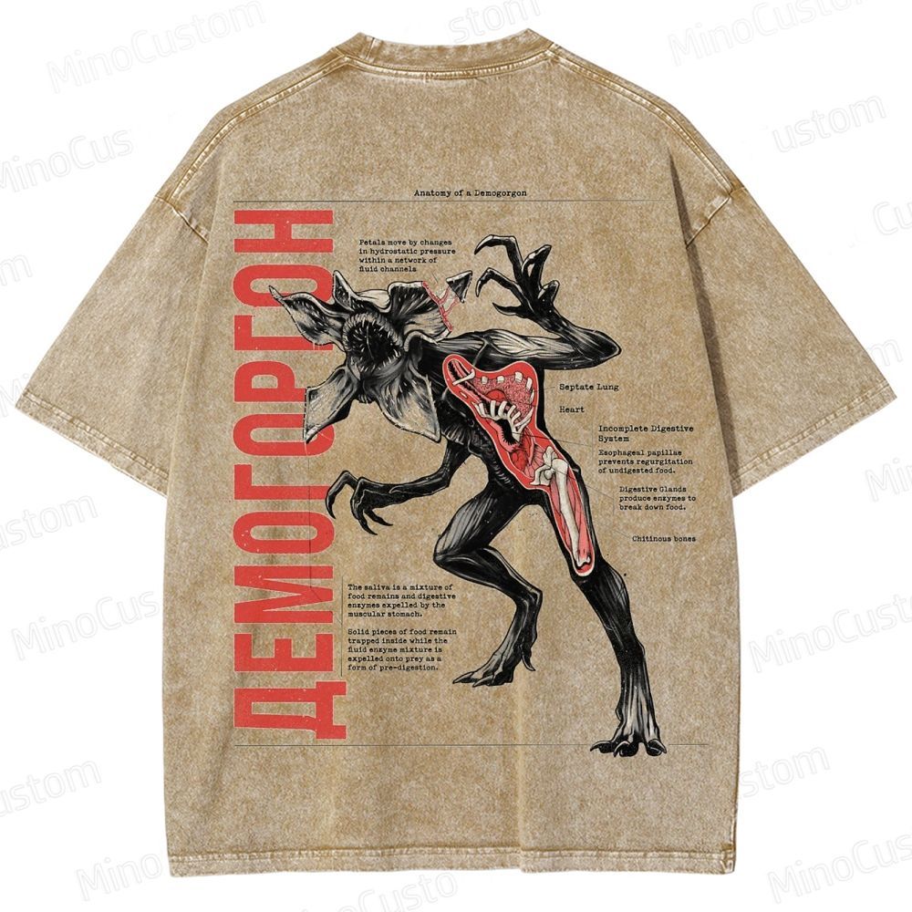 Vintage "Anatomy of a Demogorgon" Stranger Things Graphic Washed T - Shirt
