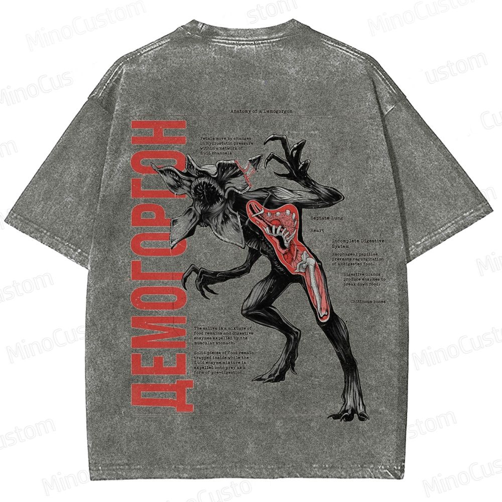 Vintage "Anatomy of a Demogorgon" Stranger Things Graphic Washed T - Shirt