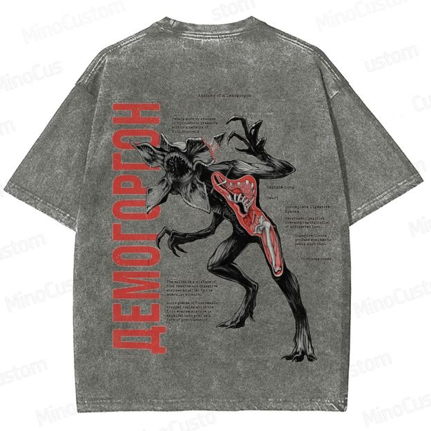 Vintage "Anatomy of a Demogorgon" Stranger Things Graphic Washed T - Shirt