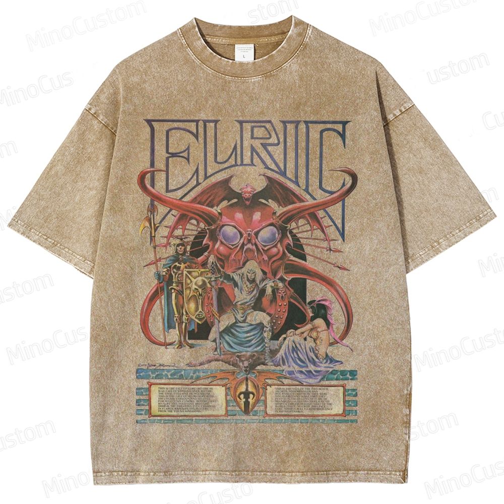Elric Fantasy Graphic Washed T - Shirt