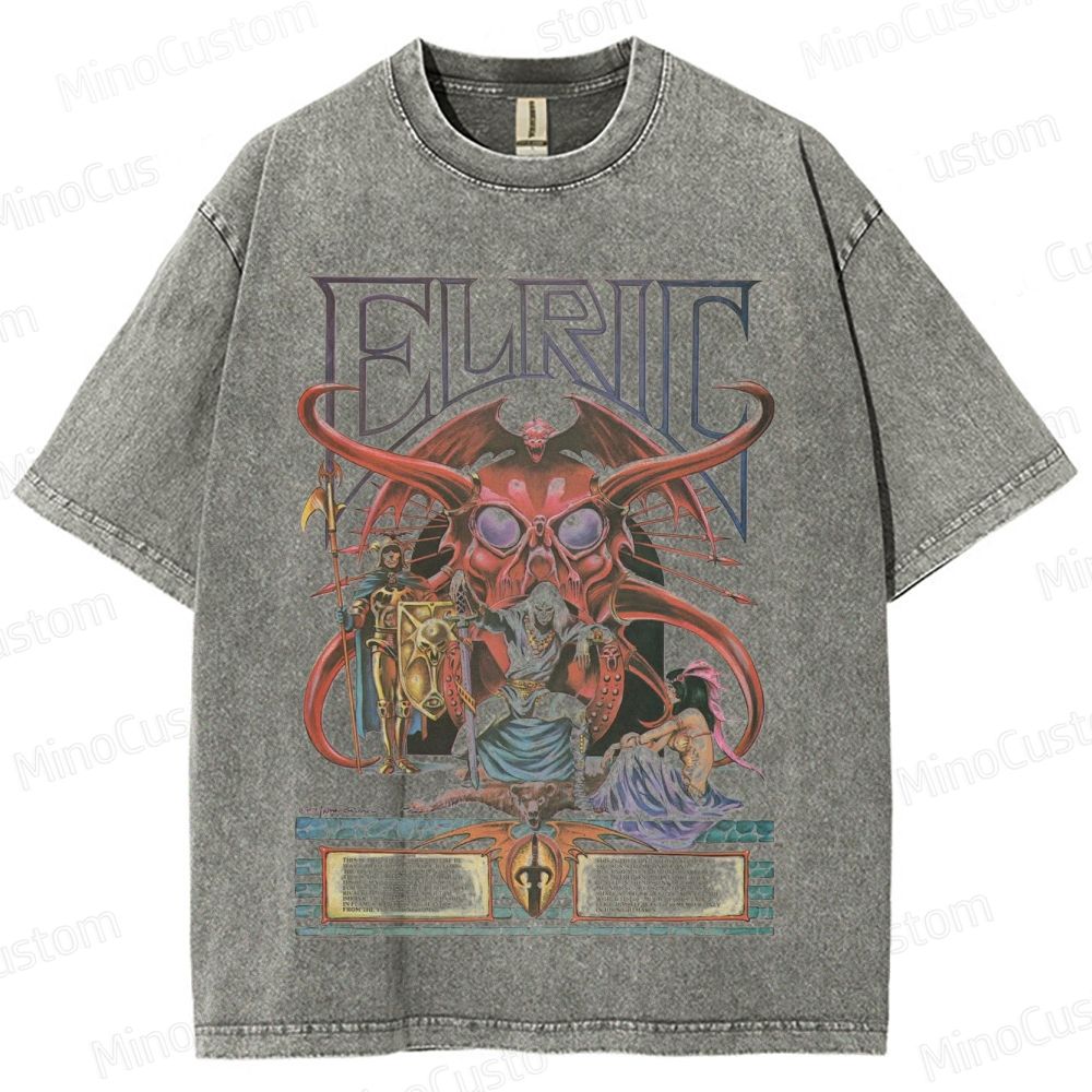 Elric Fantasy Graphic Washed T - Shirt