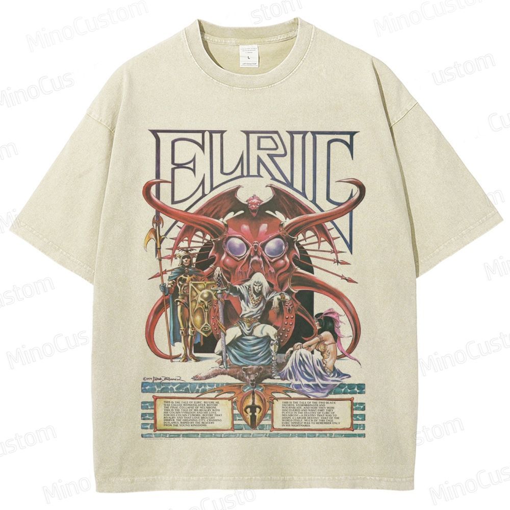 Elric Fantasy Graphic Washed T - Shirt