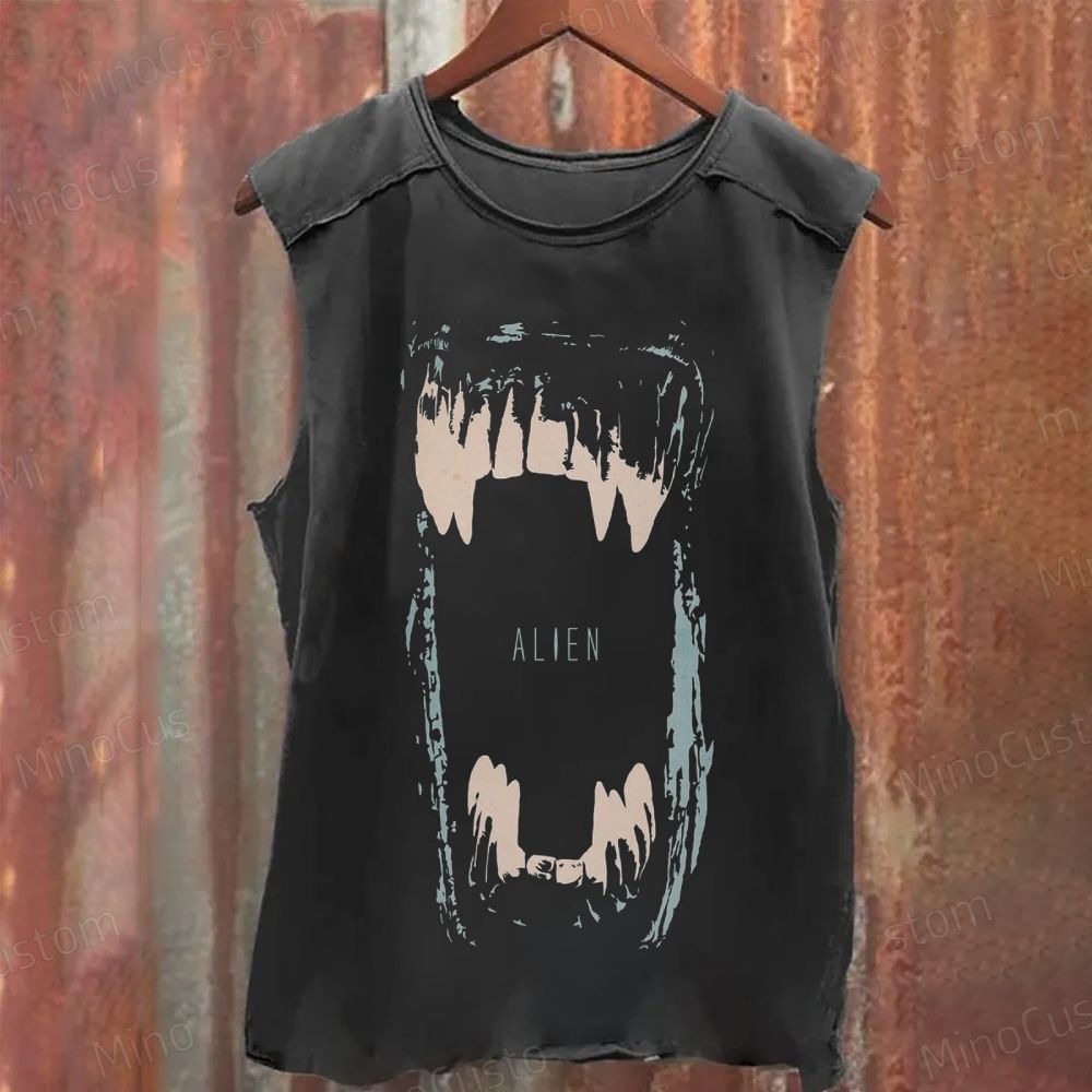 Alien Jaw Graphic Washed Tank Top
