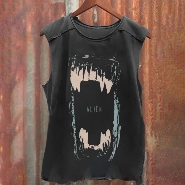 Alien Jaw Graphic Washed Tank Top