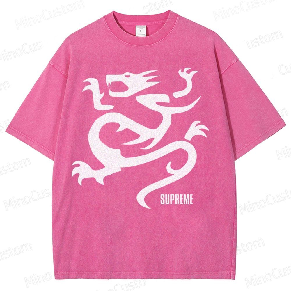 Flying Dragon Pattern Washed T-Shirt