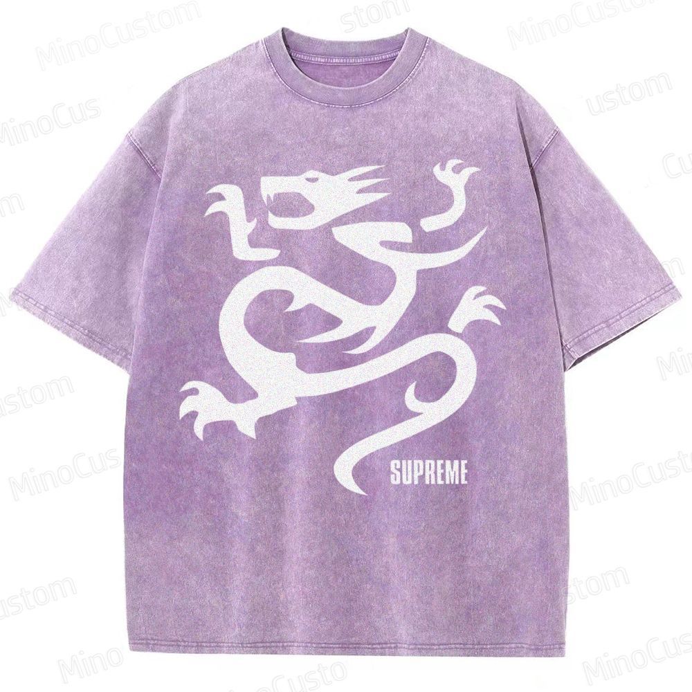 Flying Dragon Pattern Washed T-Shirt 