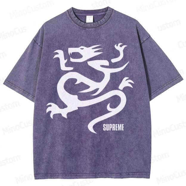 Flying Dragon Pattern Washed T-Shirt 