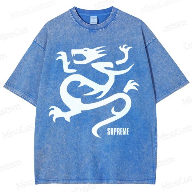 Flying Dragon Pattern Washed T-Shirt 