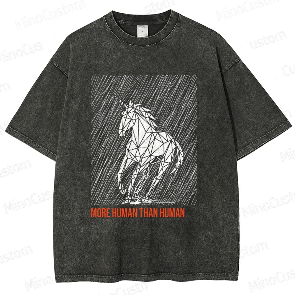 Blade Runner "More Human Than Human" Unicorn Graphic Washed T - Shirt