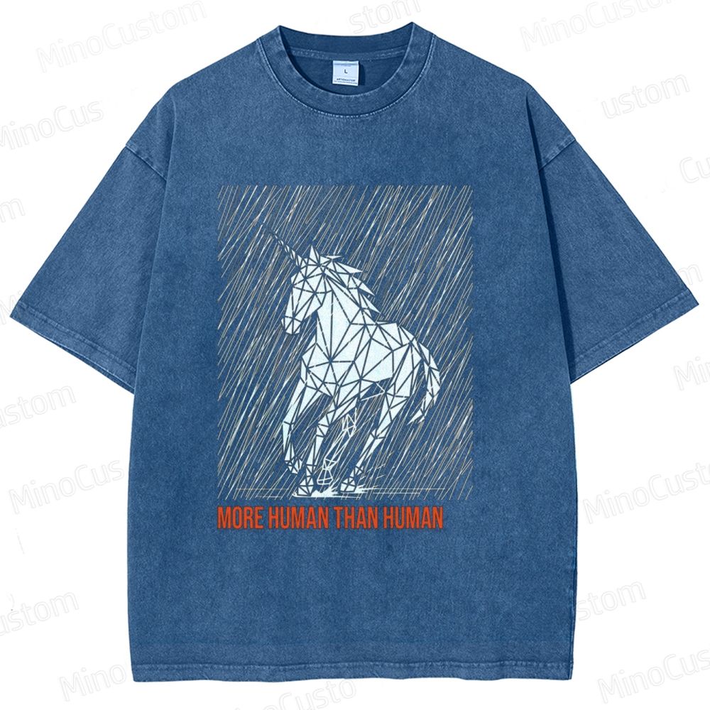 Blade Runner "More Human Than Human" Unicorn Graphic Washed T - Shirt